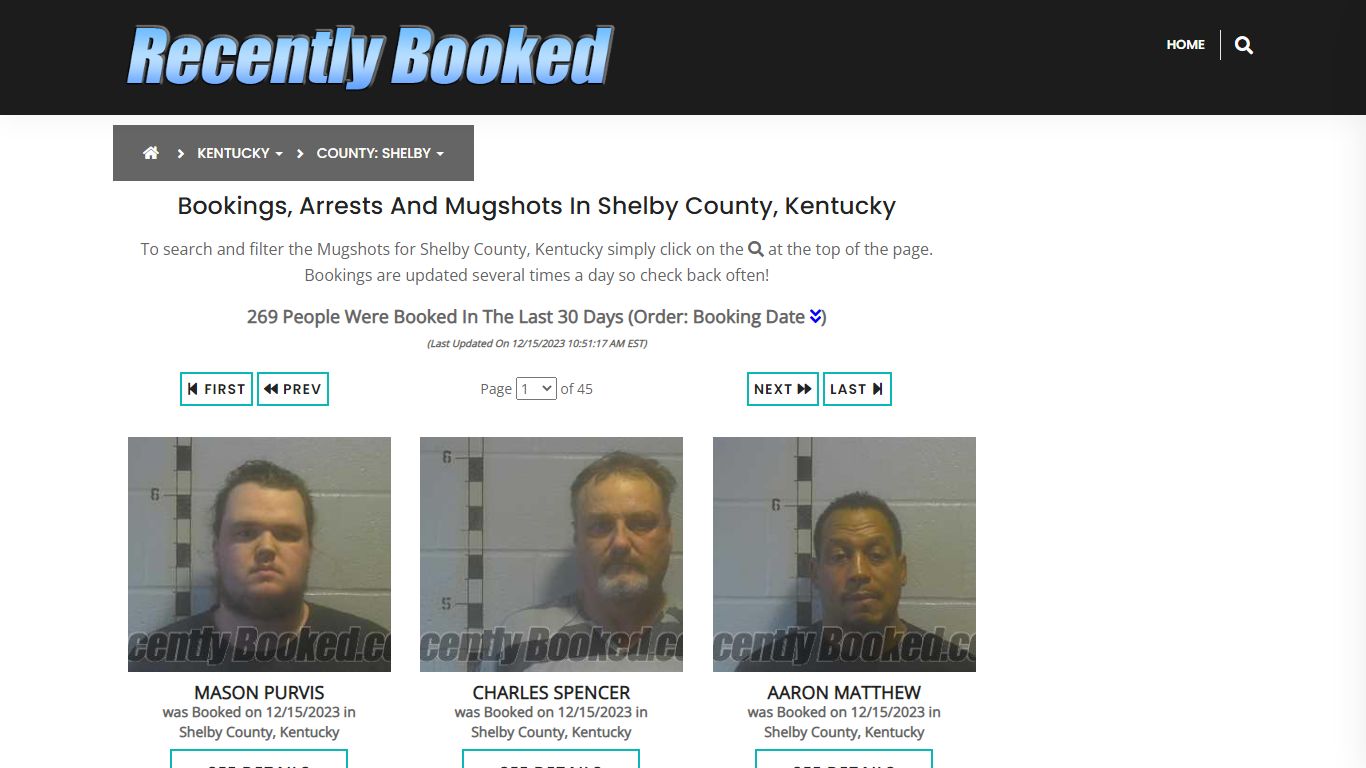 Recent bookings, Arrests, Mugshots in Shelby County, Kentucky